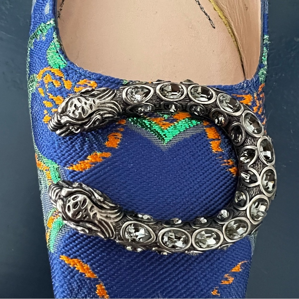 Gucci Dionysus Floral Brocade Ballet Flats In Lime - Size 36 1/2 - Picture 5 of 15